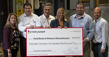 the food bank receives 38 254 donation from stop shop s food for friends campaign the food bank of western massachusetts the food bank receives 38 254 donation